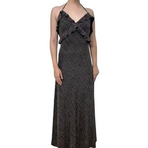 Jill Jill Stuart Dress Metallic Striped Ruffle Gown Formal Prom 0 Extra Small